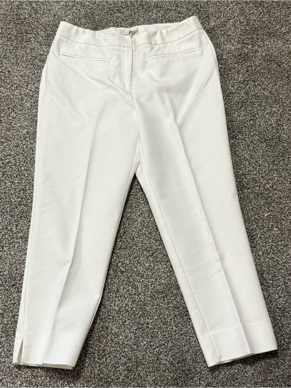Chico's White Ankle Trousers Size 0.5 Cotton Blend Crop Career Pants - EUC